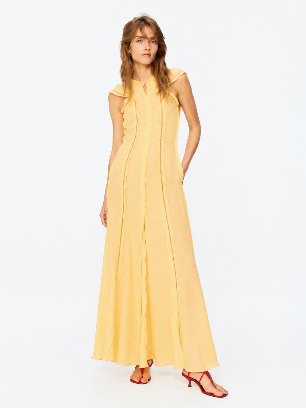 H&M Studio Collection Yellow Ruffled Maxi Dress